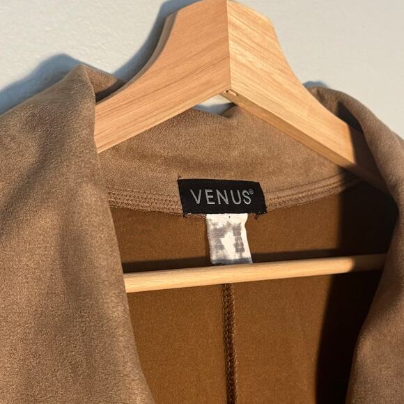 Venus Women's M Brown Suede Lace Mother of Pearl Button Jacket - Picture 4 of 7